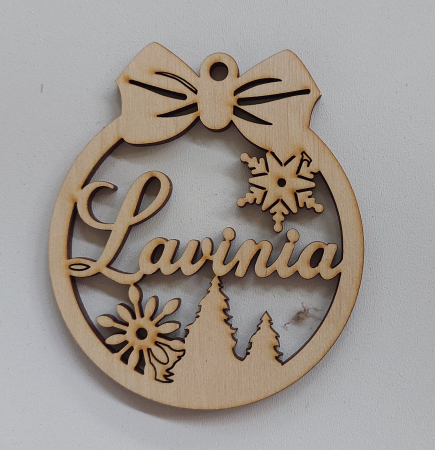 Articole de Crăciun - Glob personalizat - model 6 cu Brazi și steluțe