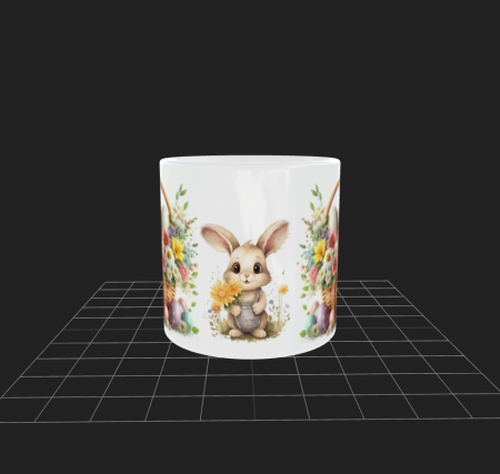 Cană de Paști cu coș cu flori și iepuraș. [1]