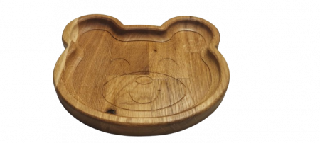 Platou servire model ursulet, din lemn, pentru copii [1]