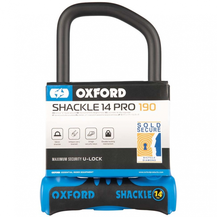 Antifurt Bicicleta Oxford Shackle14 Pro U-Lock 260mm x 177mm Otel Negru / Albastru LK321 [1]