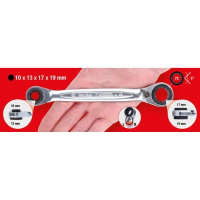 Cheie Dubla Inelara Cu Clichet 4 In 1 Gearplus Cu Schimbare De Directie. 10X13X17X19Mm [2]