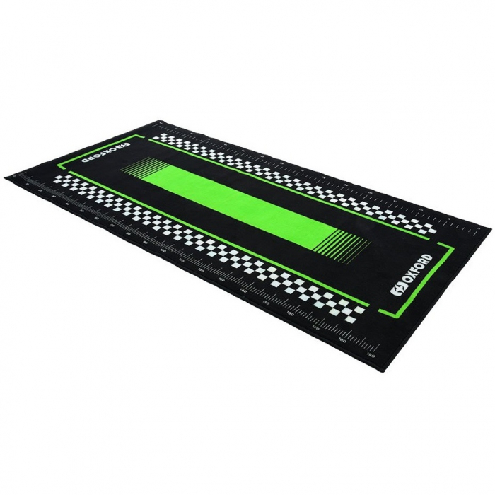Covor Moto Oxford Workshop Mat Pitlane Green L 200 x 100cm Negru / Verde OX913 [1]