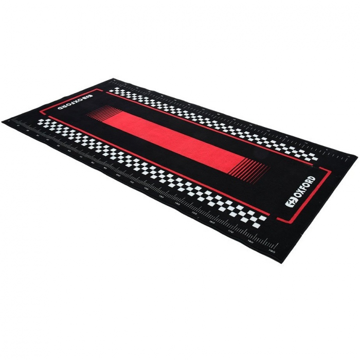 Covor Moto Oxford Workshop Mat Pitlane Red L 200 x 100cm Negru / Rosu OX910 [1]