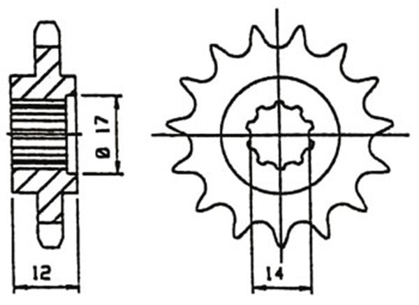 EMGO - Pinion (fata), 12 dinti - Gilera GSM/H@K [1]
