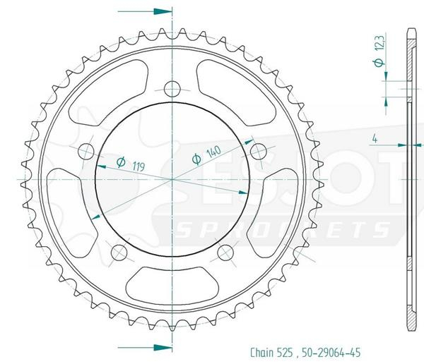 ESJOT - Foaie (spate) 50-29064, 44 dinti - BMW F750GS/850GS ┬┤18- [1]