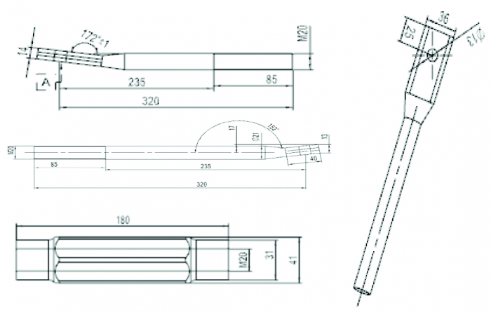 HammersMade HA0300 -  Tija cormana pt. LEMKEN M20X650-750 15/08° echivalent 5670300 [2]