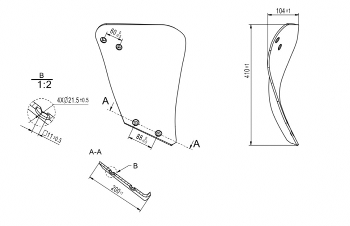 HammersMade HA0600 - Cormana antetrupita dreapta pt. Lemken echivalent 3470600 [2]