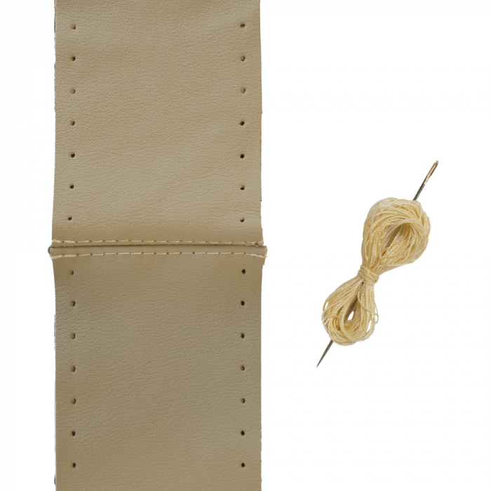Husa Volan Cu Snur Piele Naturala Gri - Bej 36-39 Cm [3]