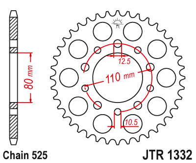 JT - Foaie (spate) JTR1332, 43 dinti - XRV 750AfrTwin '93- [1]