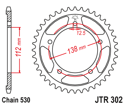 JT - Foaie (spate) JTR302, 44 dinti - CBR 1100XX '97- [1]