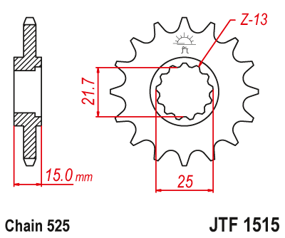 JT - Pinion (fata) JTF1515, 14 dinti - Daytona600/650 SpeedFour [1]