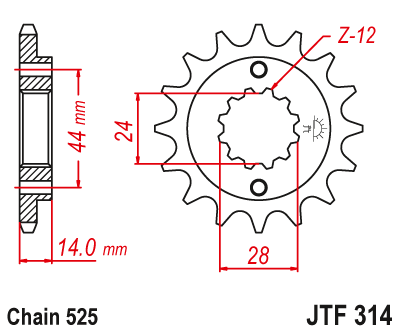JT - Pinion (fata) JTF314, 16 dinti - XRV750 Africa Twin '90-03 [1]