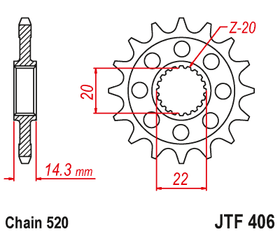 JT - Pinion (fata) JTF406, 16 dinti - BMW G 310GS / G 310R '16- [1]