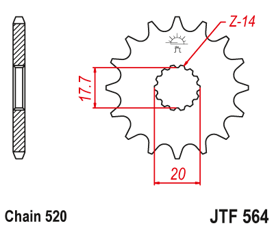 JT - Pinion (fata) JTF564, 13 dinti - YZ125 '87- [1]