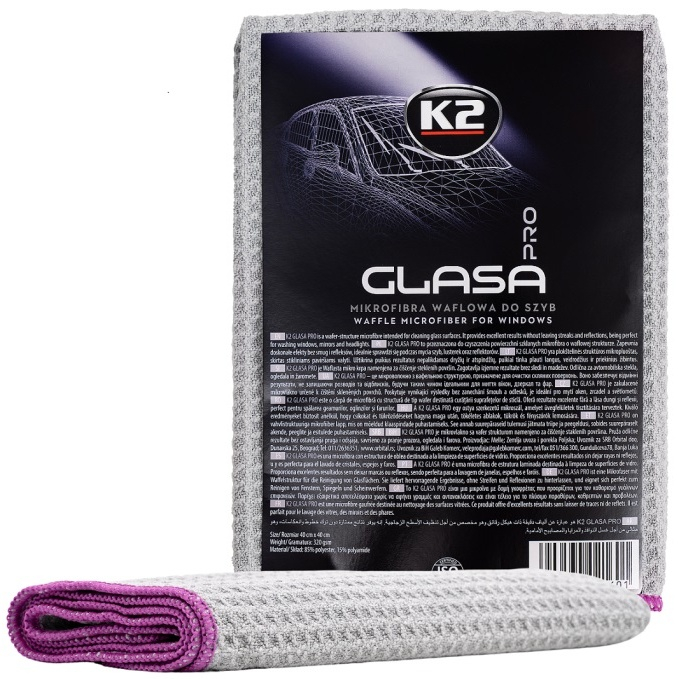 K2 Glasa Pro Laveta Microfibra Curatat Geamuri 40x40cm 320 g/m² D4030 [1]