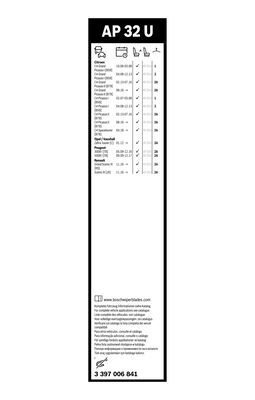 Lamela stergator BOSCH AeroTwin Plus AP32U 3397006841, lungime 800 mm, parte sofer, fara carcasa [3]