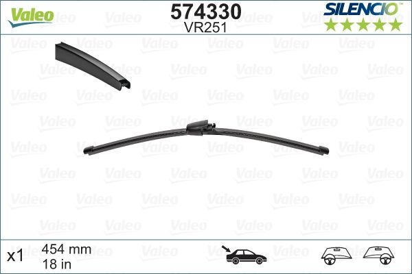 Lamela stergator luneta VALEO 574330 SILENCIO REAR, lungime 454 mm [2]