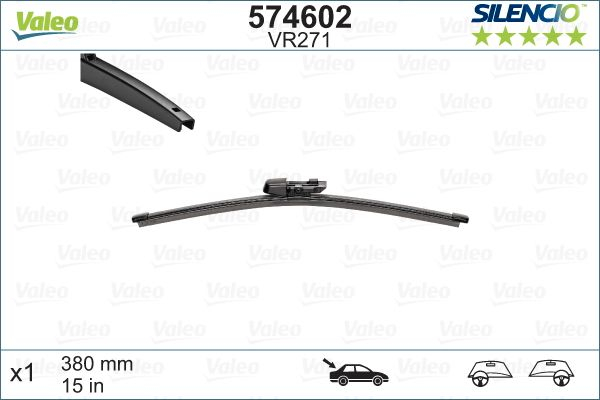 Lamela stergator luneta VALEO 574602 SILENCIO REAR, lungime 380 mm [3]