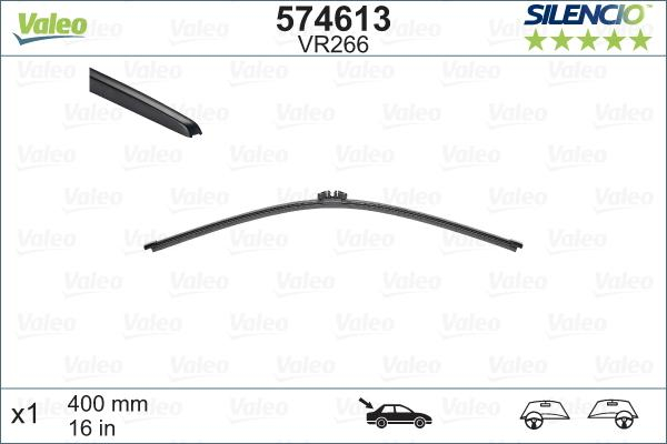Lamela stergator luneta VALEO 574613 SILENCIO REAR, lungime 400 mm, fara carcasa [3]