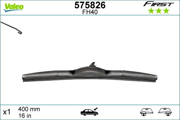Lamela stergator parbriz VALEO 575826 FIRST HYBRID, lungime 400 mm, cu spoiler [2]
