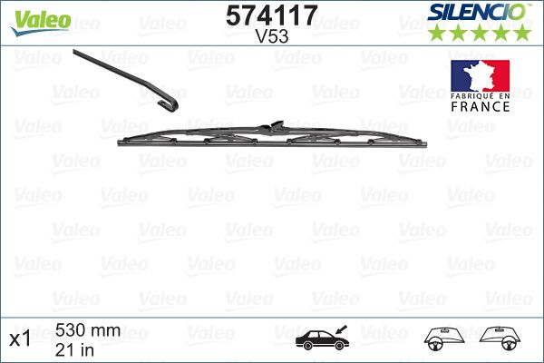 Lamela stergator parbriz VALEO SILENCIO 574117, lungime 530 mm, standard [2]