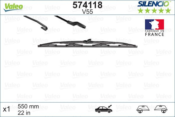 Lamela stergator parbriz VALEO SILENCIO CONVENTIONAL SINGLE 574118, lungime 550 mm, standard [2]