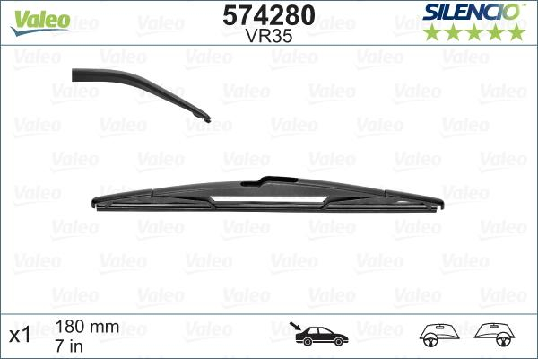 Lamela stergator spate VALEO SILENCIO 574280, lungime 180 mm, standard [2]