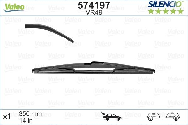 Lamela stergator spate VALEO SILENCIO PERFORMANCE REAR 574197, lungime 350 mm, standard [2]