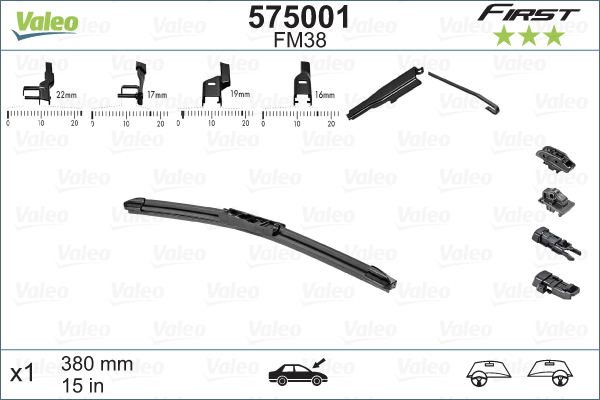 Lamela stergator VALEO 575001 First Multiconnection, lungime 380 mm, lama stergator lata [2]