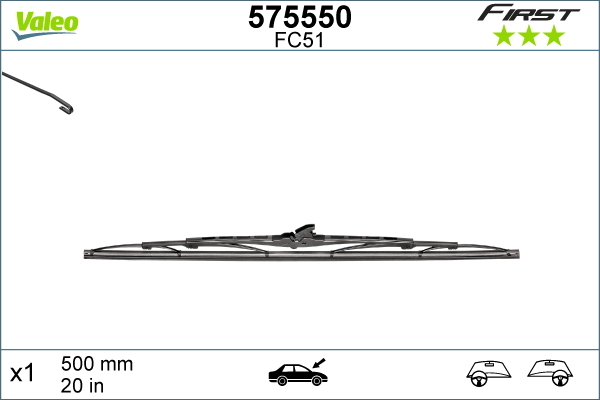 Lamela stergator VALEO 575550 First, lungime 500 mm, stergator arcuit [2]