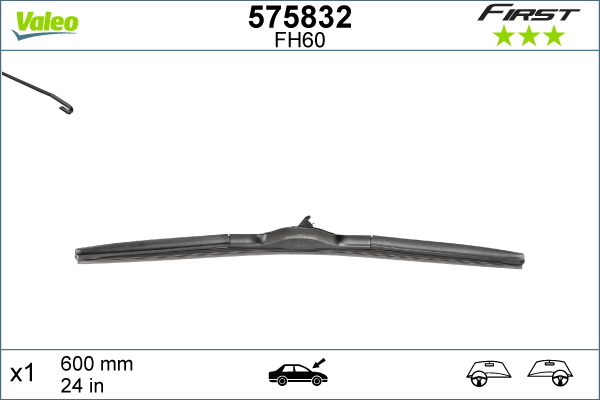 Lamela stergator VALEO 575832 First Hybrid, lungime 600 mm, lama stergator hibrida [2]