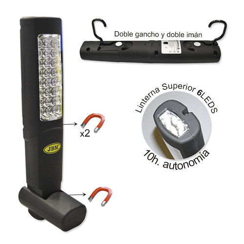 Lampa De Lucru Portabila 24+6 Leduri Dublu Magnetica. Suport Si Baza Metalica Jbm [2]