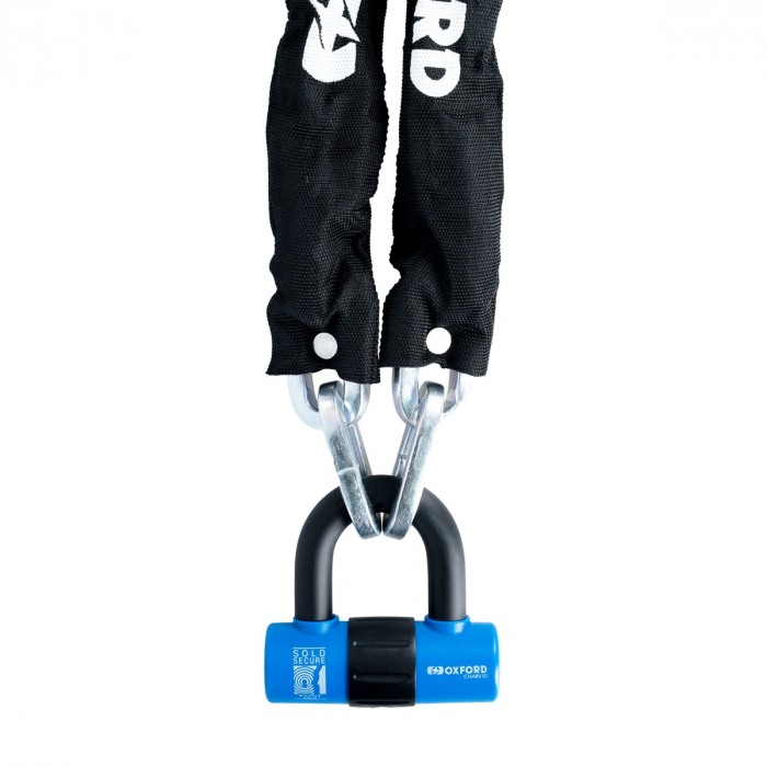 Lant Antifurt Moto Oxford Chain10 Chain Lock & Mini Shackle 10mm x 1400mm Otel Negru LK183 [1]