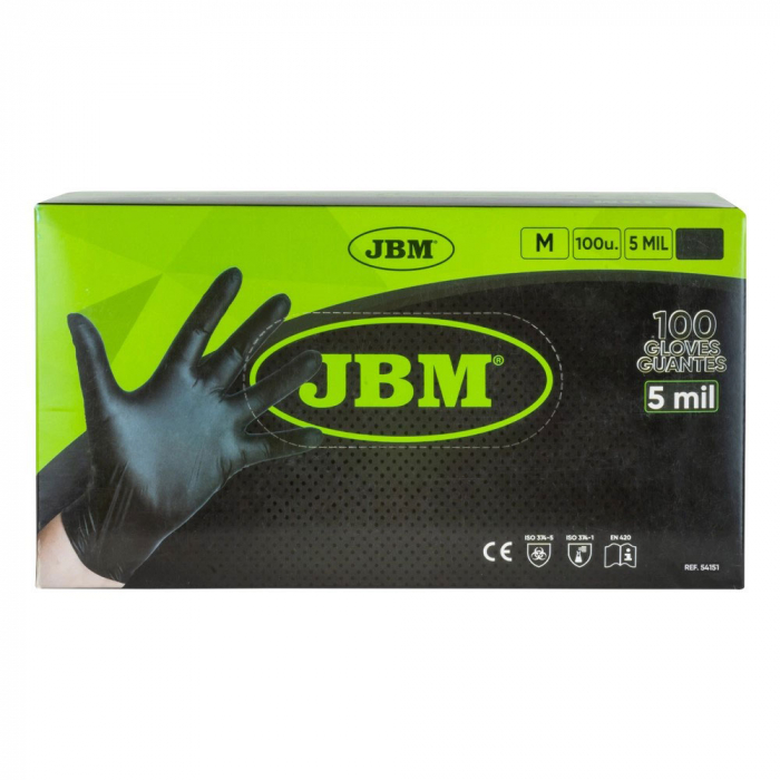 Manusi Negre De Unica Folosinta De Nitril 5Mil Marime M - Set 100Buc Jbm [2]