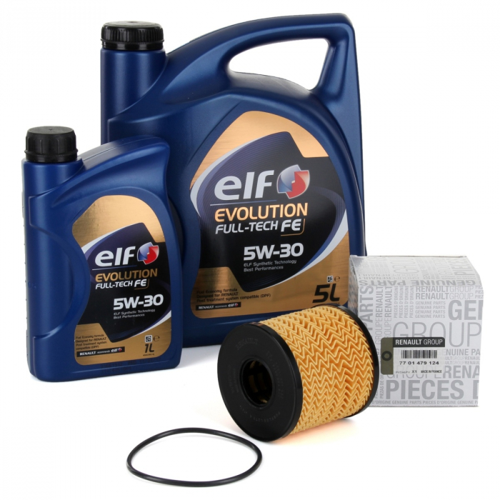 Pachet Revizie Ulei Motor Elf Evolution Full Tech FE 5W-30 5L + 1L + Filtru Ulei Oe Renault Trafic 2 2003→ 7701479124 [1]