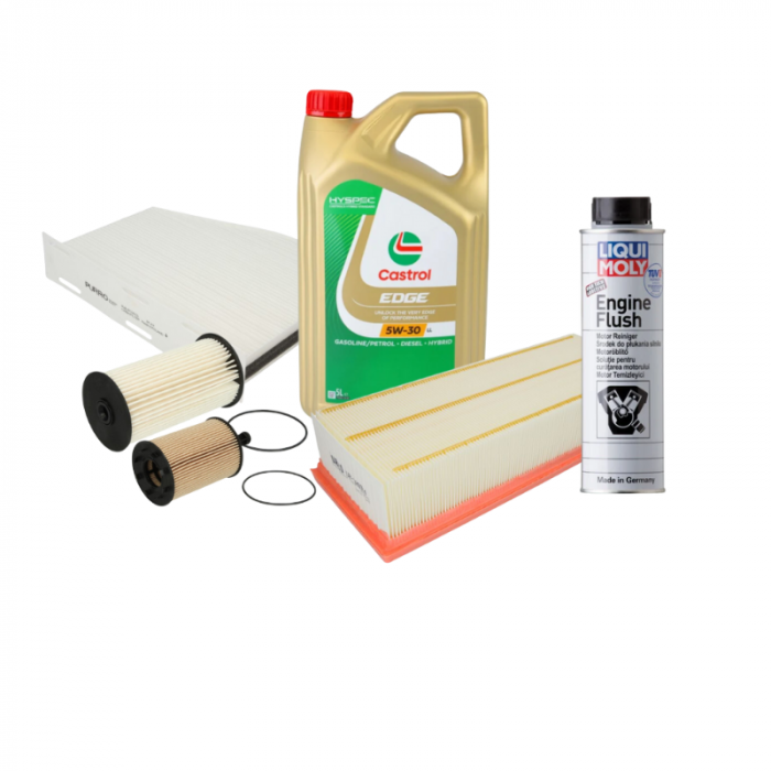 Pachet revizie BRONZE CASTROL 5W-30 + filtre Purro + Engine Flush pentru VAG 1.9/2.0 TDI [1]