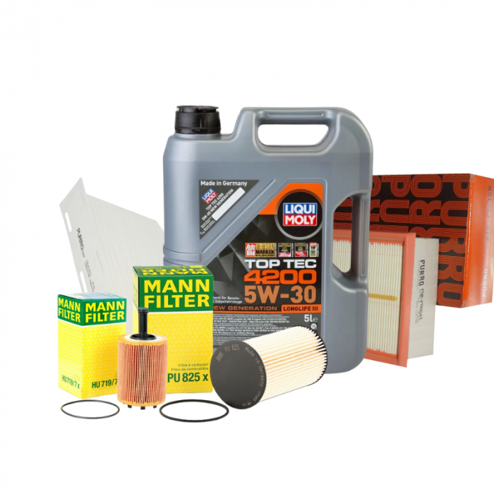 Pachet schimb ulei SILVER Liqui Moly 5L+ filtre Purro/Mann pentru grupul VAG - VW AUDI SKODA SEAT 1.9TDI, 2.0TDI [1]