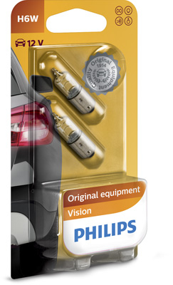 Set 2 Becuri 12V H6W Bax9S (Blister) Vision Philips [1]