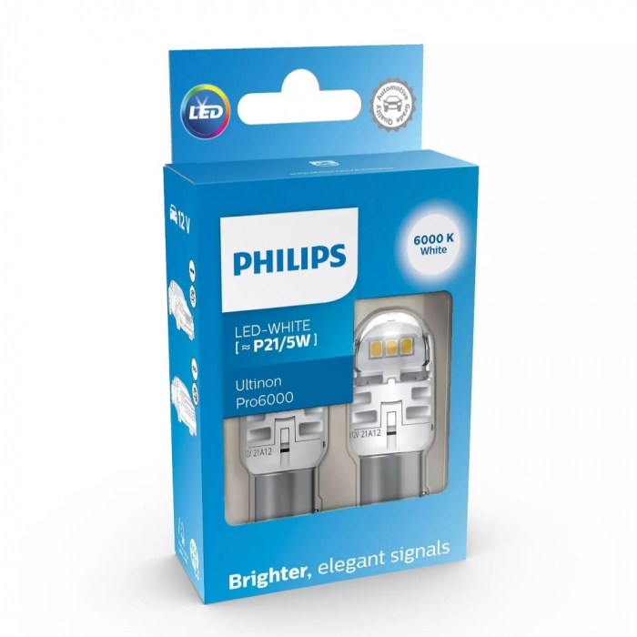 Set 2 Becuri Auxiliare Cu Led 12V P21/5W Ultinon Pro6000Si White Philips [4]