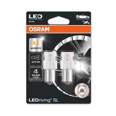 Set 2 Becuri Auxiliare Cu Led 12V (P21W) Amber Bli Osram [1]