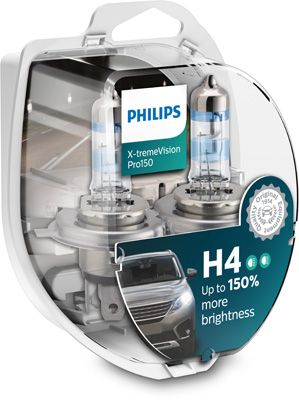 Set 2 Becuri Far H4 60/55W 12V X-Treme Vision Pro150 Philips [1]
