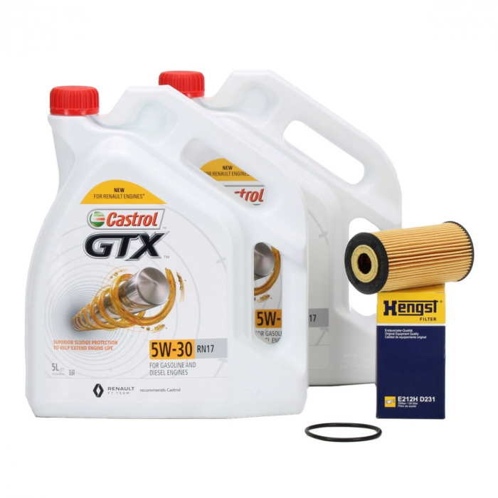 Set 2 Buc Ulei Motor Castrol GTX 5W-30 RN17 ACEA C3 Renault 5L 15CC30 + Filtru Ulei Hengst E212H D231 [1]