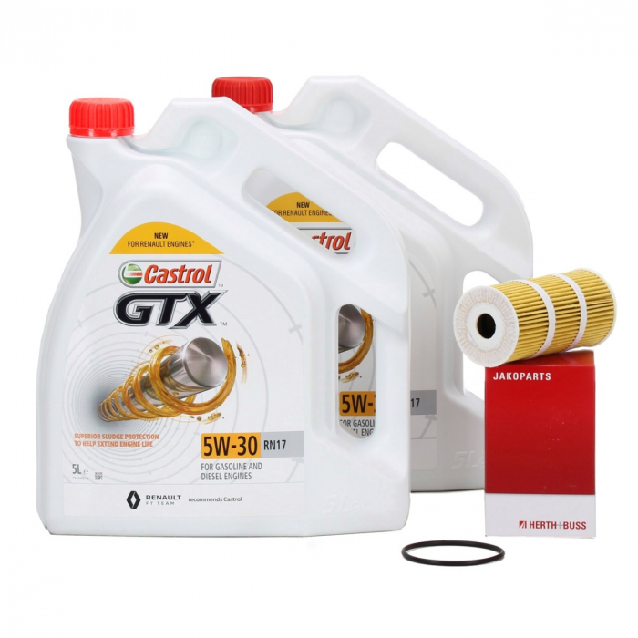Set 2 Buc Ulei Motor Castrol GTX 5W-30 RN17 ACEA C3 Renault 5L 15CC30 + Filtru Ulei Herth+Buss Jakoparts J1311034 [1]