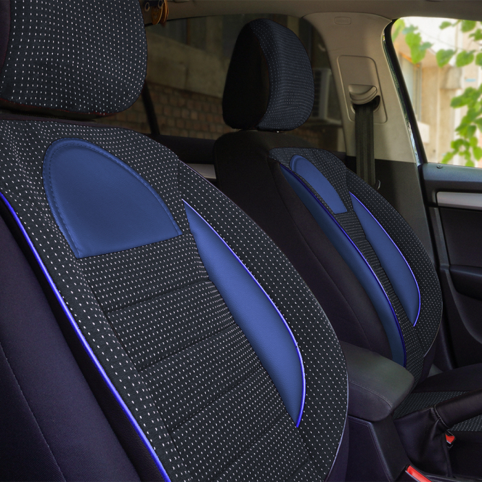 Set Huse Scaun Racing Negru - Albastru [3]