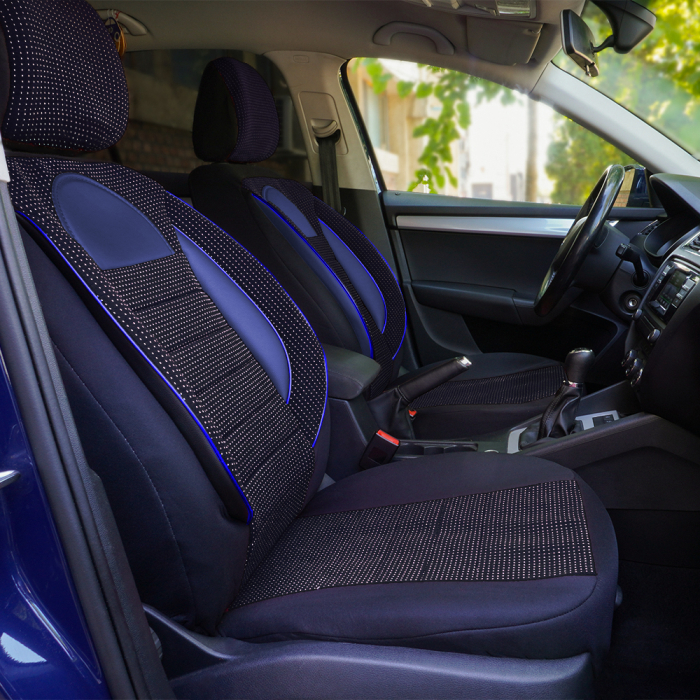 Set Huse Scaun Racing Negru - Albastru [11]