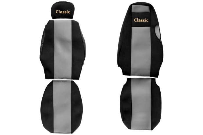 Set huse scaun textil camion compatibile cu SERIA 4 cu tetiere diferite, Gri [1]