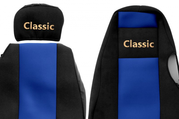 Set huse scaun textil camion compatibile cu SERIA 4 cu tetiere diferite, Albastru [2]