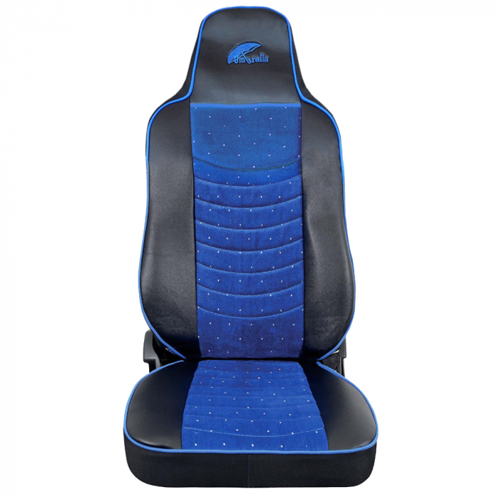 Set Huse Scaun Truck Umbrella Pentru Man Seria Tgx 6 Piele Ecologica Neagra + Velvet Albastru (2021-) [2]