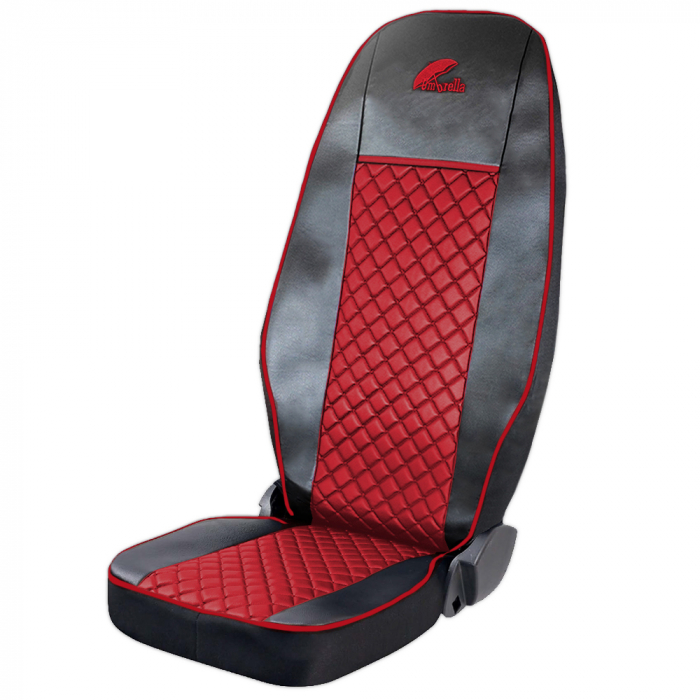 Set Huse Scaun Truck Umbrella Pentru Scania Seria R 2006-2020 Piele Ecologica Neagra+Rosu [3]