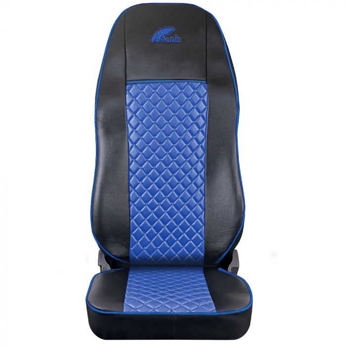 Set Huse Scaun Truck Umbrella Pentru Scania Seria R 2006-2020 Piele Ecologica - Negru+Albastru [3]